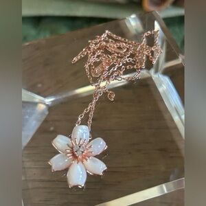 Rose Gold Plated Sterling Silver Clover Flower Necklace